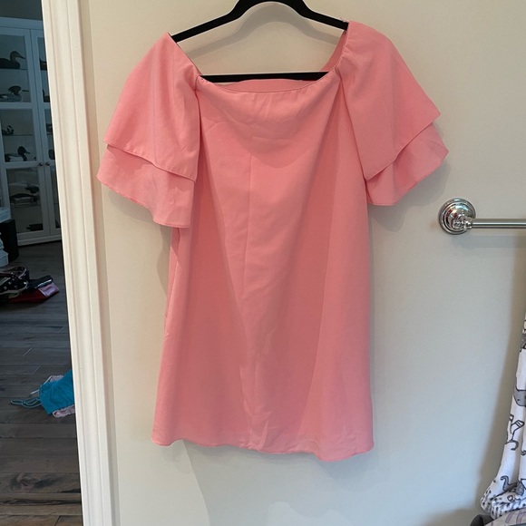 Zara pink pff shoulder dress - Picture 3 of 5
